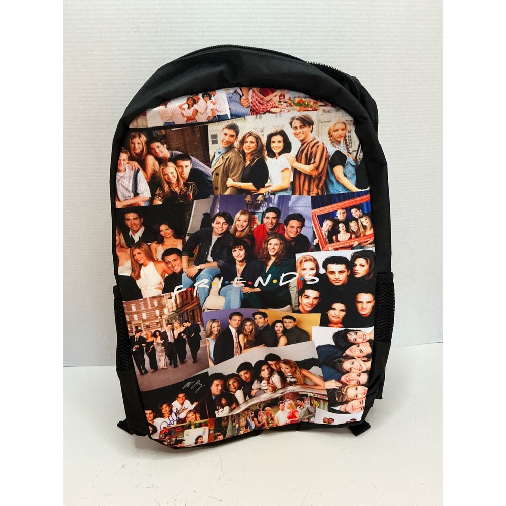 Friends TV Show Backpack Photo Collage Print Black Canvas School Bag One Size